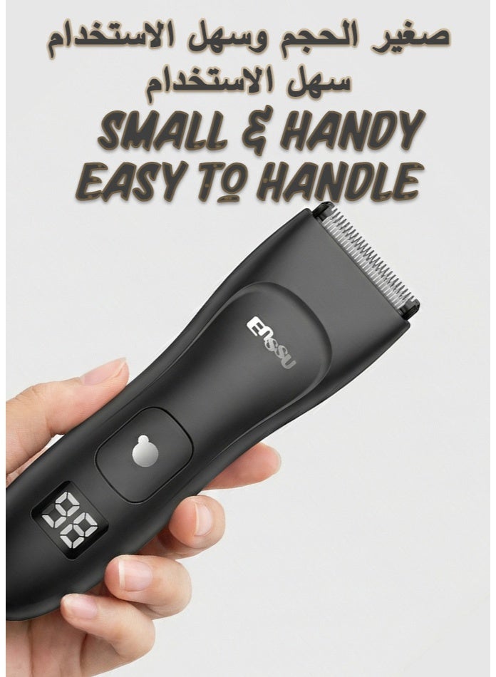 Enssu Electric Body Groomer & Hair Clipper for Men | BLADELOCK™ Safe Blade Technology | IPX7 Waterproof Cordless Trimmer with LCD Display, 6000 RPM Motor & Up to 60 Minutes Runtime | Best for Sensitive Areas - Image 3